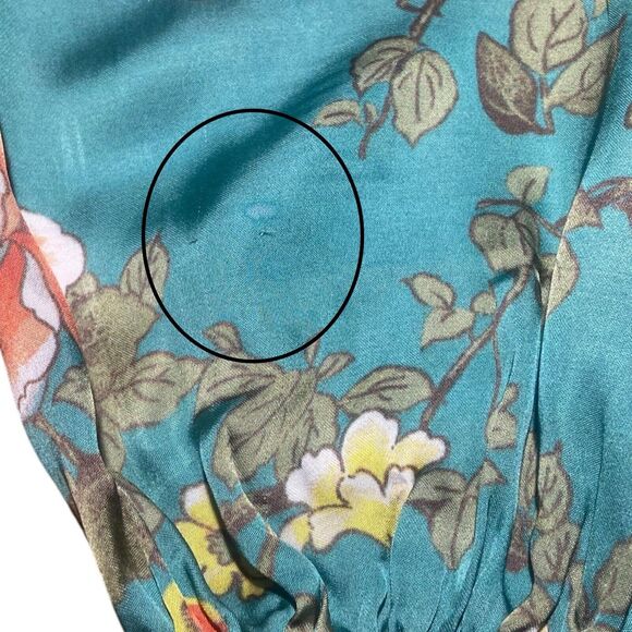 Majorelle Blouse Top Women Size S Green Floral Bird Print Long Sleeve Open Front - Picture 14 of 14